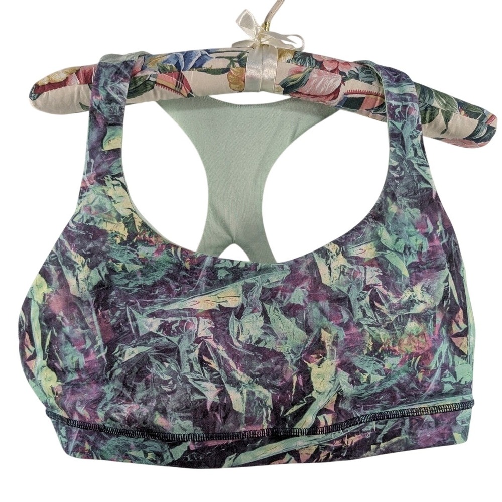 Lululemon Womens 50 Rep Sports Bra 12 Wamo Camo Light Support Racerback Active